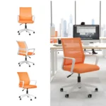 SILLA DE OFICINA BLANCA Y NARANJA SC-01NJ