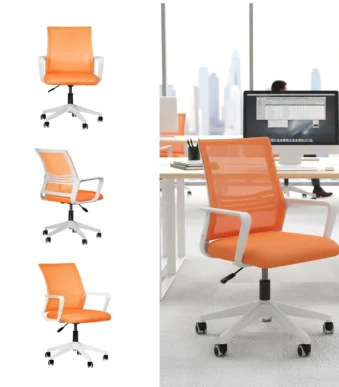 SILLA DE OFICINA BLANCA Y NARANJA SC-01NJ