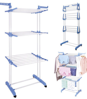 tender vertical 3 niveles con ruedas para 40 kg de ropa