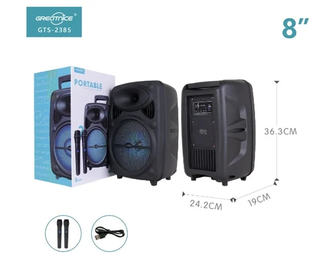 GTS-2385 PARLANTE BLUETOOTH DE 8" CON 2 MICROFONOS INALAMBRICOS GTS-2385 PARLANTE BLUETOOTH DE 8" CON 2 MICROFONOS INALAMBRICOS
