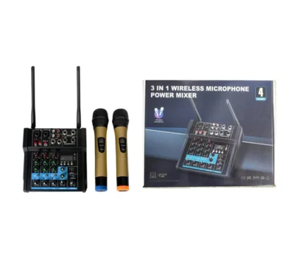 YX-X9855 MEZCLADORA DE 4 CANALES CON AMPLIFICADOR Y 2 MICROFONOS