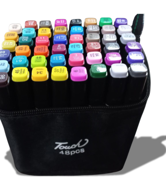 48 marcadores doble punta en bolso