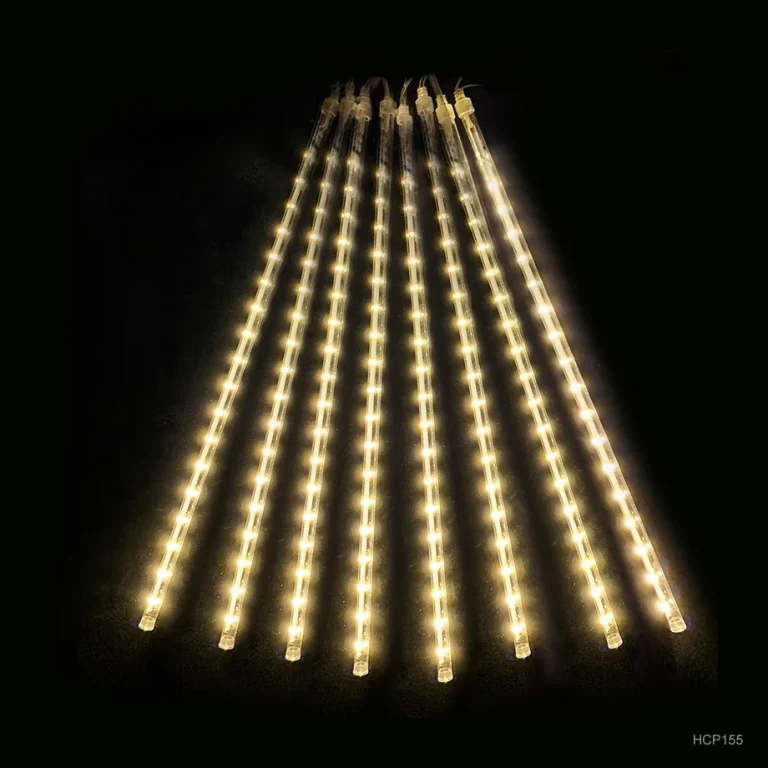 TIRA LUCES LED LLUVIA METEORITOS X 8 30CM BLANCO CALIDO HCP155