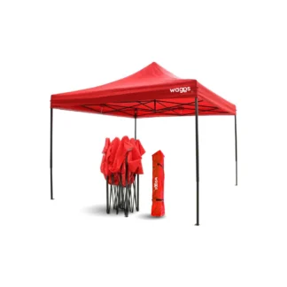 Gazebo Plegable 3x3mts Impermeable Sin Paredes Waggs gzbo02 rojo