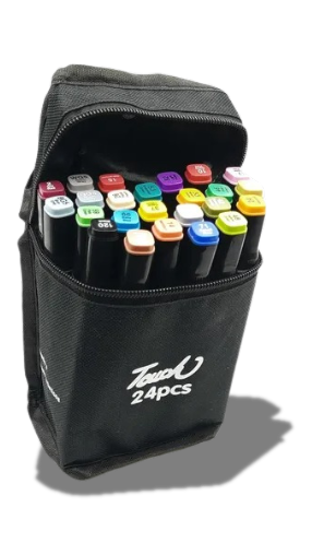 24 marcadores doble punta en bolso