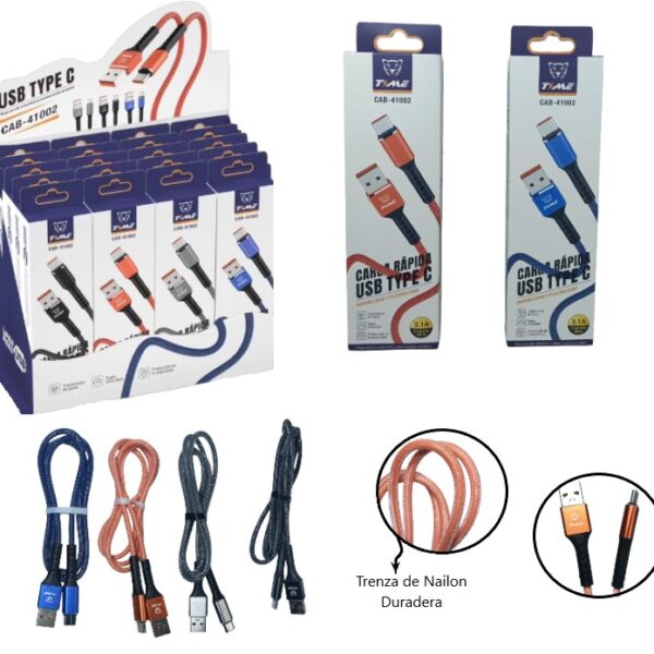 CABLE TIPO C TIME MALLADO 41012