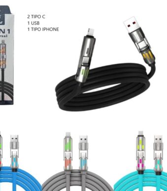 CABLE TIME 4 EN 1- IPHONE- TIPO C-  CAB-44006