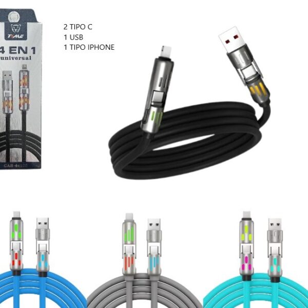 CABLE TIME 4 EN 1- IPHONE- TIPO C-  CAB-44006