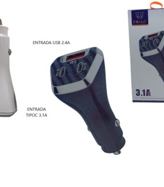 CARGADOR DE AUTO CARGA RAPIDA 3.1 A time 53004