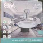 Ventilador De Techo Om Retráctil Luz Cálida Fría 4 Aspas 93.5 Cm 50/60 Blanco Transparente Plástico