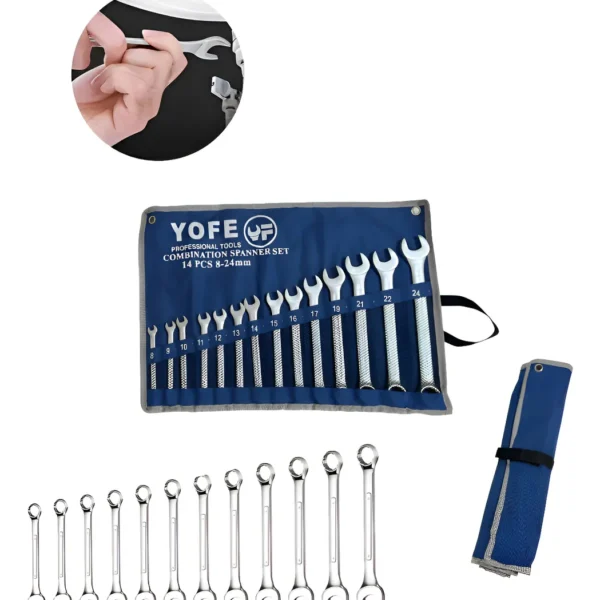 Juego Llaves Combinadas Profesional 14pcs Kit Herramientas Metálico YOFE D31T14B