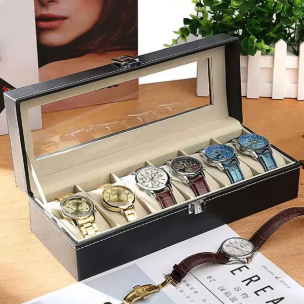Estuche Para Reloj Exhibidor Caja Para Relojes 6 Espacios