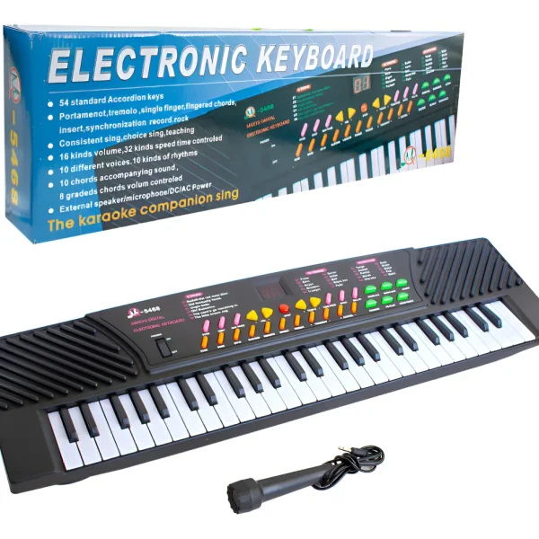Piano Teclado Electrónico Pilas 54 Teclas Infantil Micrófono Negro