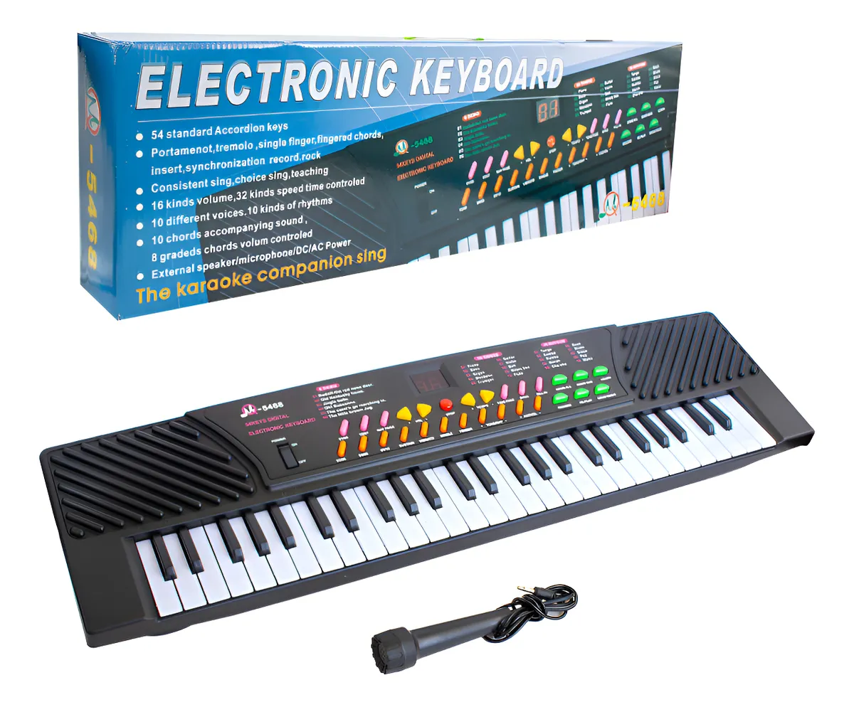 Piano Teclado Electrónico Pilas 54 Teclas Infantil Micrófono Negro Piano Teclado Electrónico Pilas 54 Teclas Infantil Micrófono Negro