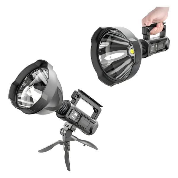 Reflector Busca Huella Led Recargable + Tripode Luz Blanco om-5119