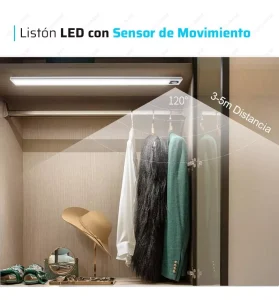 Aplique Liston Sensor Mov. 20cm Led 1w Recargable Dimer Color De La Luz Blanco Frío 7401