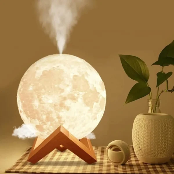 LAMPARA HUMIDIFICADOR DE ESENCIA DISEÑO LUNA 3D AIR-03 MELECH-157