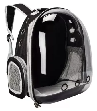 Mochila Transportadora Mascotas Capsula Transparente Waggs Negro