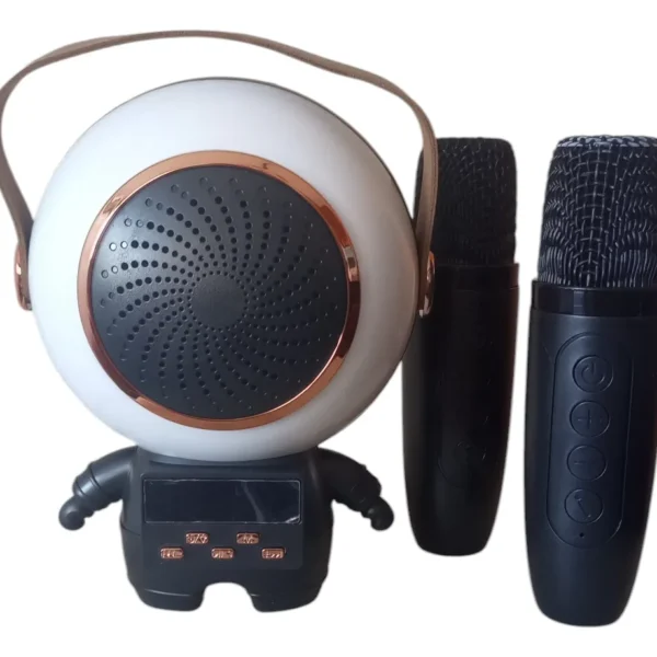 Parlante Astronauta Reloj Bluetooth Karaoke Luz 2 Micrófonos