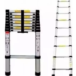 Escalera Telescopica Retractil De Aluminio Compacta Portatil Altura Maxima De 2.6 Metros