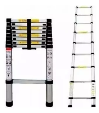 Escalera Telescopica Retractil De Aluminio Compacta Portatil Altura Maxima De 3.8 Metros