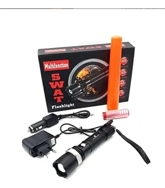LINTERNA RECARGABLE CON BALIZA Y CARGADOR SWAT FLASHLIGTH