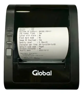 IMPRESORA TÉRMICA POS 80MM ANCHO DE IMPRESIÓN - USB 2.0 + RJ11- 203DPI - 300MM/S GLOBAL TP-POS80-USB