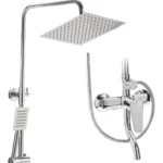 Ducha Exterior Monocomando Con Canilla Flor Cuadrada Duchador Color Cromada