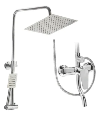 Ducha Exterior Monocomando Con Canilla Flor Cuadrada Duchador Color Cromada