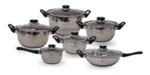 Set Ollas 12 Piezas (6 ollas) Acero Mangos Reforzados Juego Cacerolas