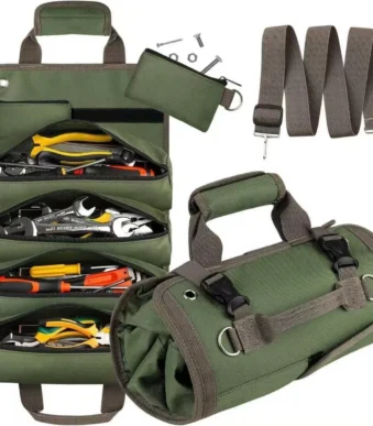 BOLSO ORGANIZADOR HERRAMIENTAS ENROLLABLE MULTIFUNCIÓN VERDE REFORZADO - DL2379