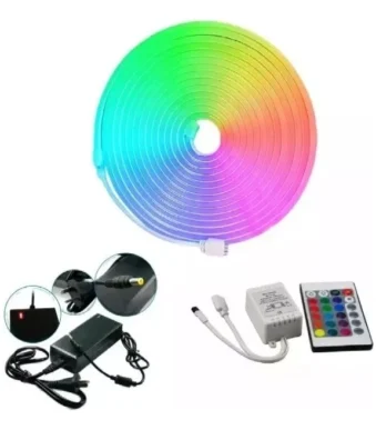 Manguera Tira Luces Neon Led Rgb 5mts Fuente Y Controladora