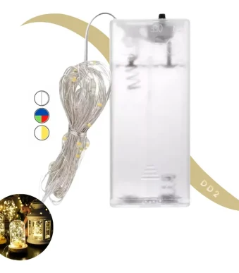 Cable Hilo Alambre Luz Led Cálida Blanco 3mts A Pilas