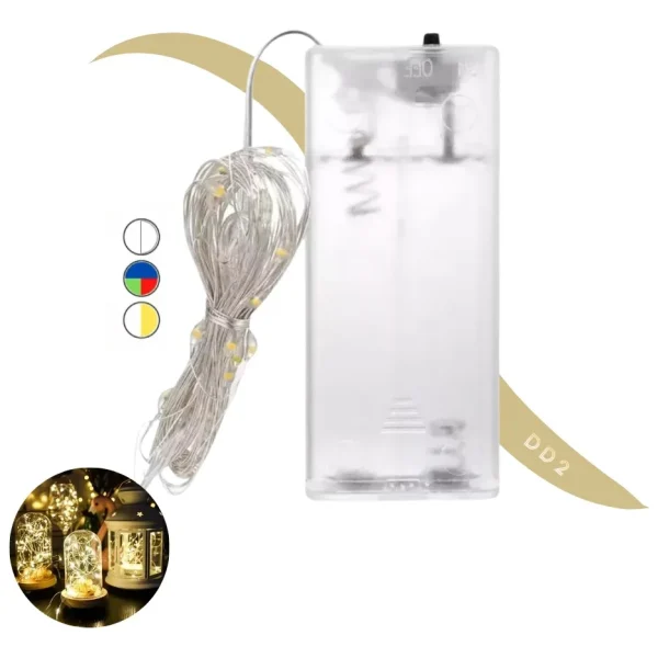 Cable Hilo Alambre Luz Led Cálida Blanco 3mts A Pilas