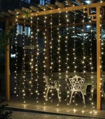 Cortina Lluvia Led 240 Luces 3 Metros Con Enchufe 220v calido da-19