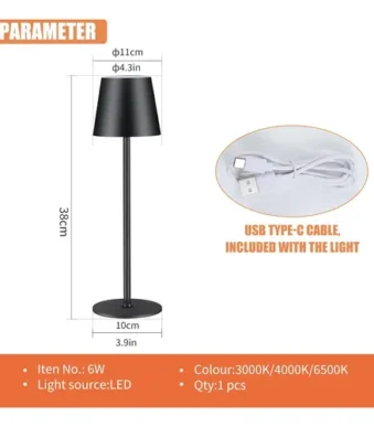 Velador Táctil Lámpara De Mesa Luz Led Recargable jk-p236