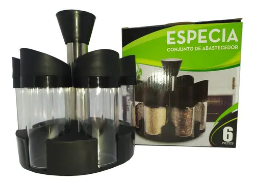 Especiero Giratorio 6 Frascos Especieros Vidrio