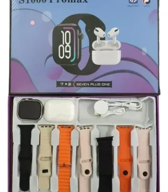COMBO RELOJ CON 7 MALLAS + AURICULAR BLUETHOOT S1000PRO