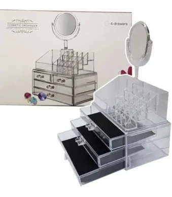ORGANIZADOR DE MAQUILLAJE CON ESPEJO con detalle
