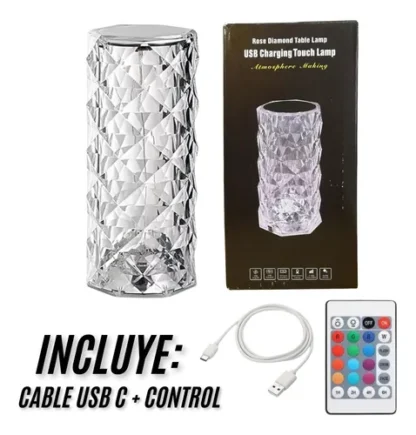 Lampara Diamante Elegante Velador Led Rgb Recargable Usb s-2440 jk-4155