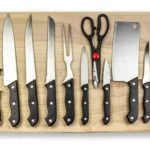 Cuchillos De Cocina Juego De 9 Pz Tijeras Y Tabla Para Picar Negro