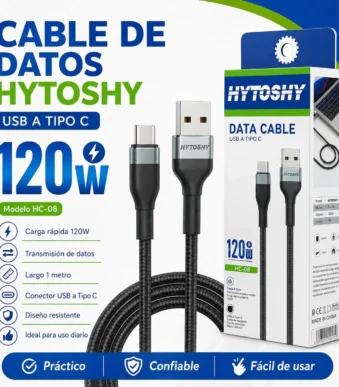 CABLE TIPO C A USB HYTOSHY REFORZADO EN CAJA HC-08