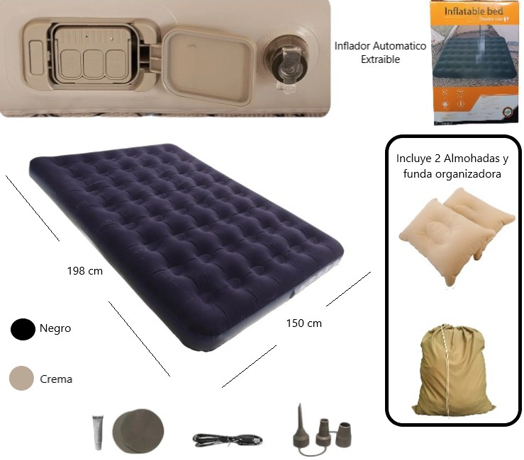 COLOCHON INFLABLE CON INFLADOR AUTOMATICO COLOCHON INFLABLE CON INFLADOR AUTOMATICO