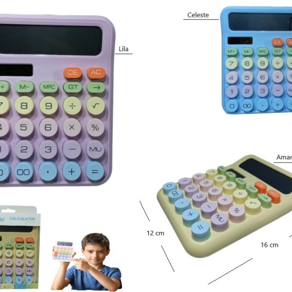 calculadora kawai 12 digitos colores pasteles