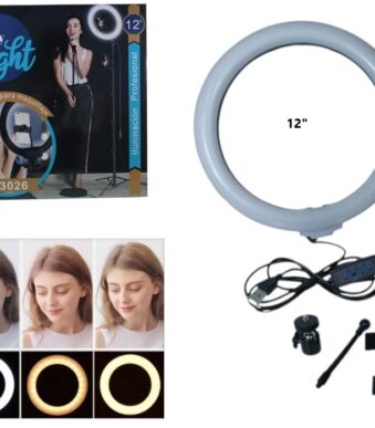 ARO SELFIE 12P FRIA, CALIDO LED-83078  CON TRIPODE