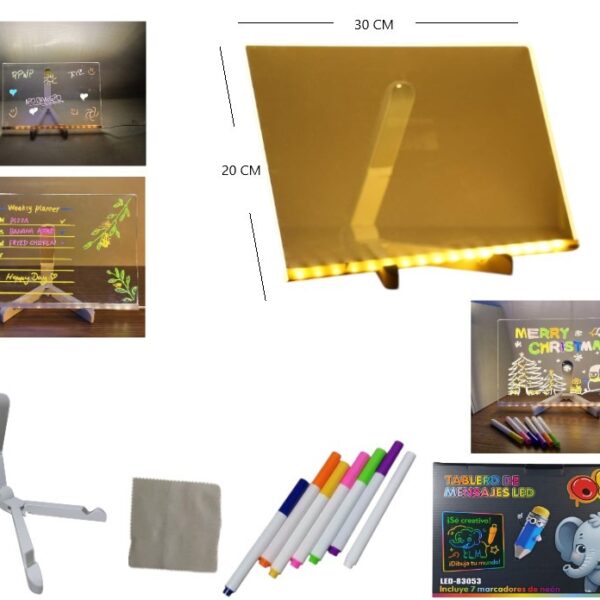 LED-83053 PIZARRA LED MARCADORES 7 COLORES 20X30CM