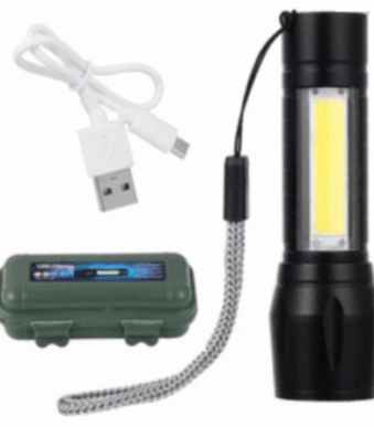 LINTERNA RECARGABLE CAJA VERDE CHICA CON LUZ DE COSTADO 511