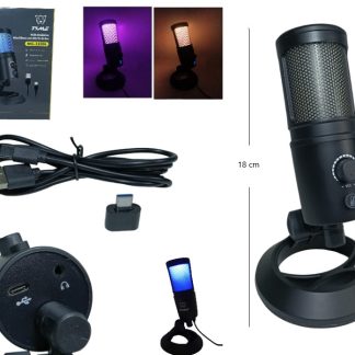 MIC-31009 MICROFONO CONDENSER EFECTO LUZ RGB