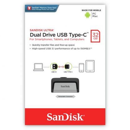 pen drive dual tipo c y usb sandisk 32 gb
