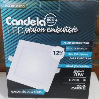 Plafon led cuadrado candela embutir 12w Fria (6825)